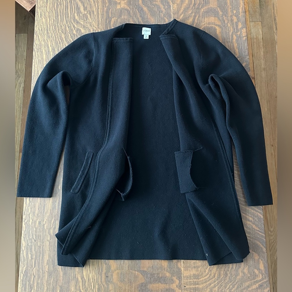 J. Crew Collarless Sweater Jacket Black - Size Medium